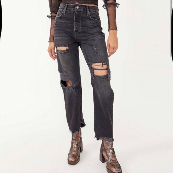 Free‎ People We The Free Tapered Boggy Boyfriend Ripped Jeans Size 29 - Picture 1 of 7
